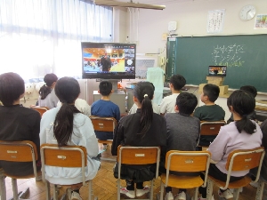 岩井中学校区各小学校とのオンライン交流
