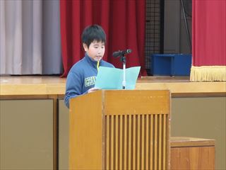 3学期始業式代表児童