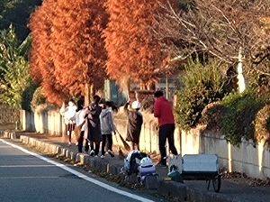 「き・あ・い」を入れた学校！　学校周辺の落ち葉掃き