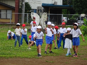 グラウンドでできました！2回目の七重っ子タイム